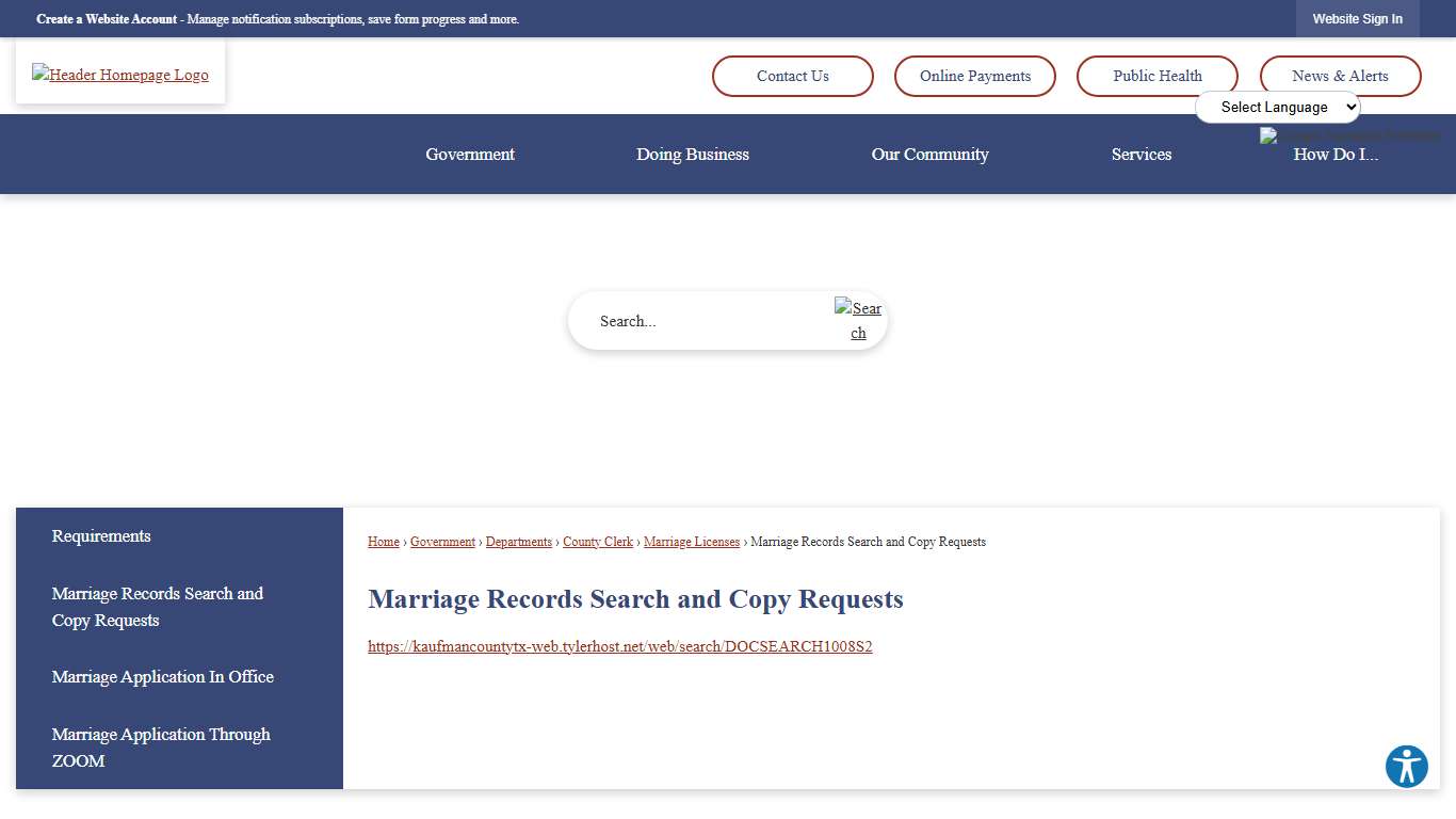 Marriage Records Search and Copy Requests Kaufman County, TX